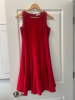 Calvin Klein Sleeveless Red Flared Midi Dress